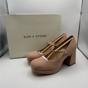 Sun + Stone Mary Jane Platform Heels Nude Women’s 6.5 w/ Box